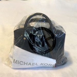 Michael Kors Small Savannah Gold Black Saffiano Leather Satchel Bag